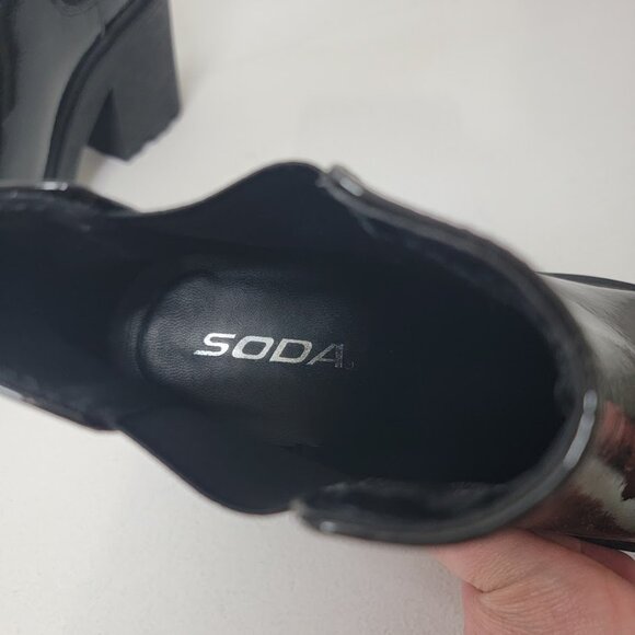 Soda Womens Black Chunky Platform Ankle Boots Size 6 Slip On Y2K Grunge Neutral - Picture 8 of 13